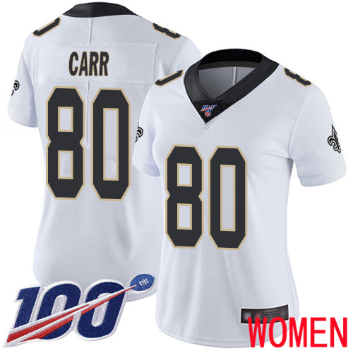 New Orleans Saints Limited White Women Austin Carr Road Jersey NFL Football 80 100th Season Vapor Untouchable Jersey